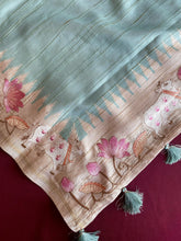 Pure Loom Tussar Silk Embroidery Pichwai Zari Piping Saree